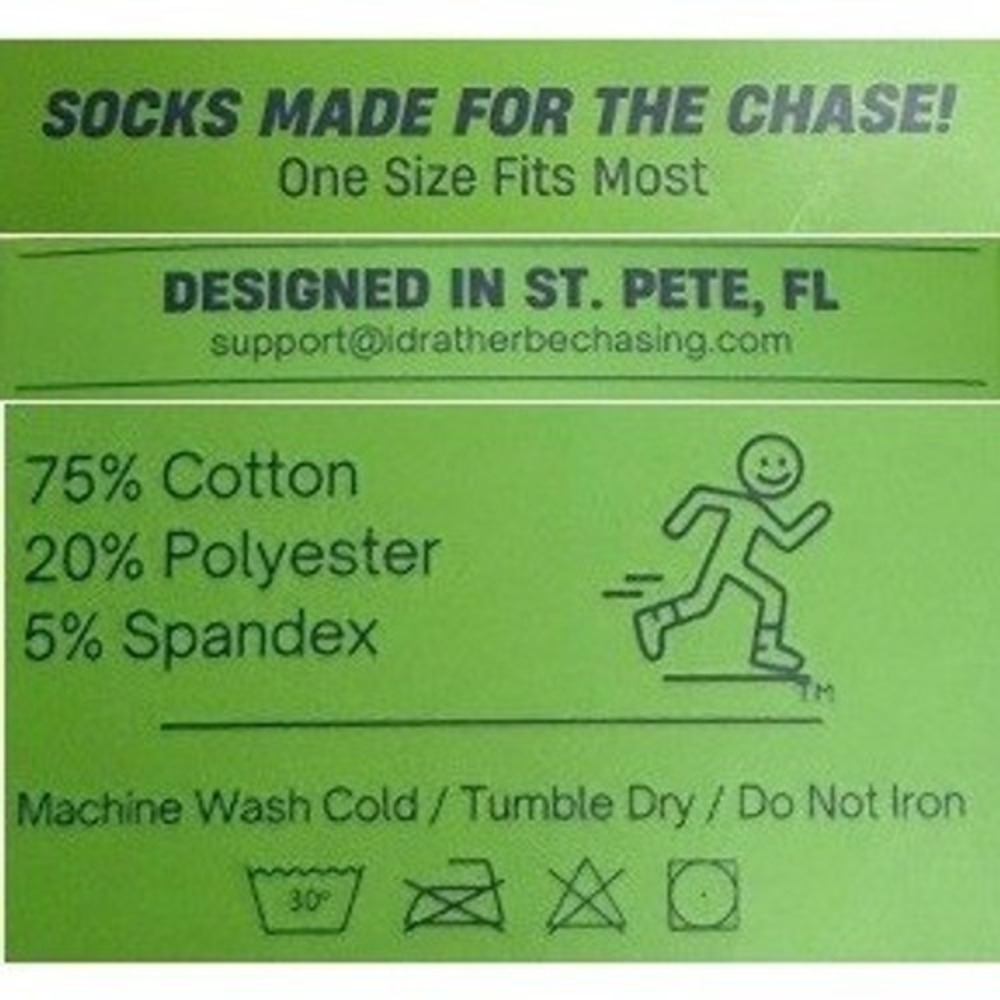 I'd Rather Be Chasing Novelty Crew Socks 3 Pack Fishing Pickleball Mens One Size - Picture 3 of 6
